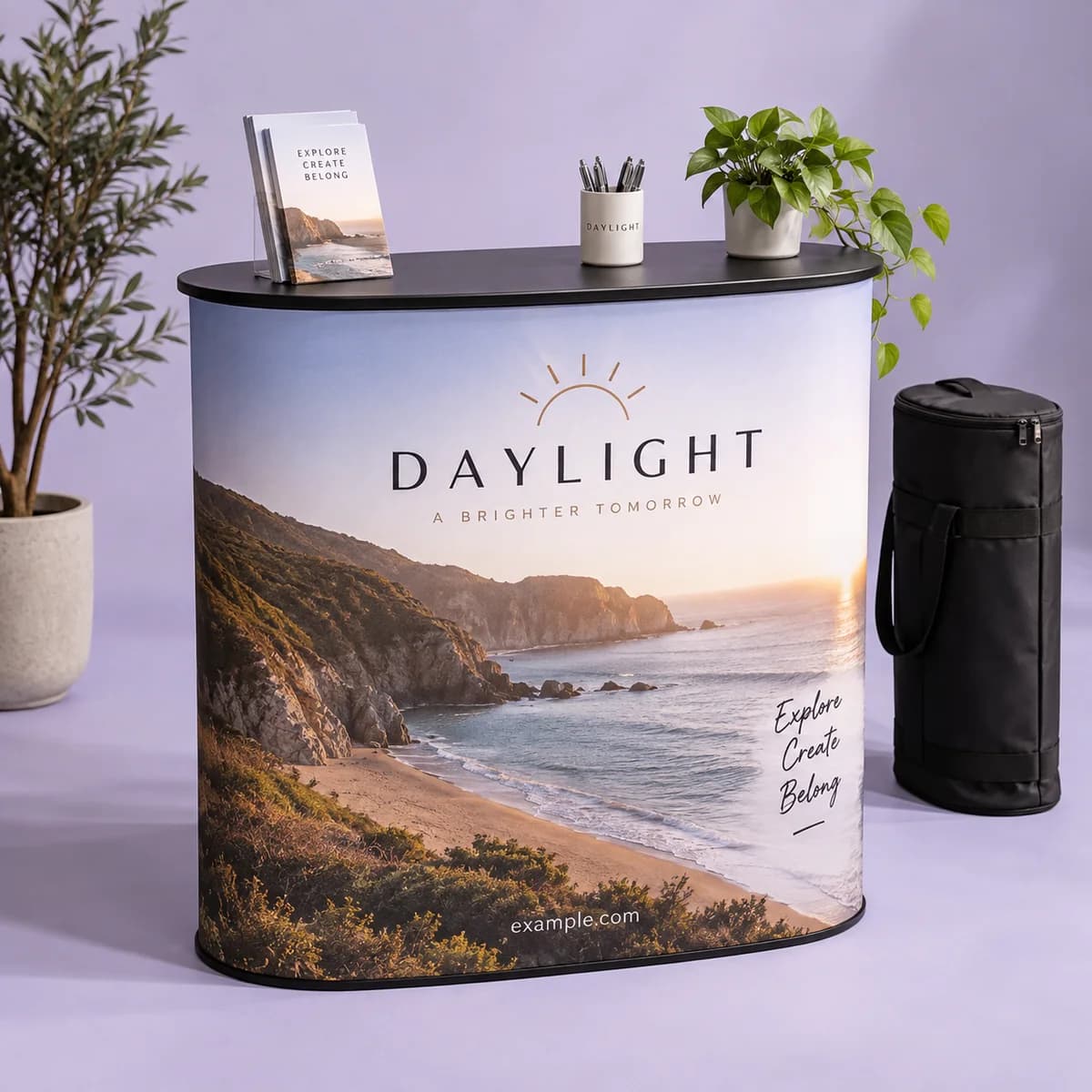 Voqado catalog image: a printed pop up promotional counter for event booths.