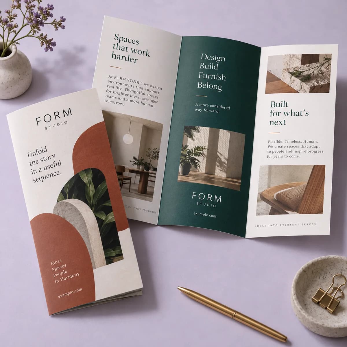 Voqado catalog image: a folded printed brochure shown partly open.