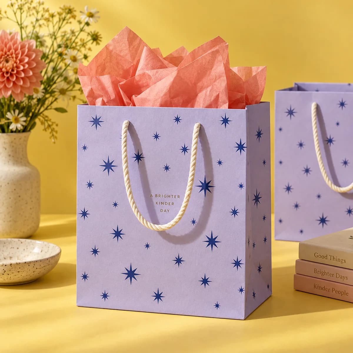 Gift bags: original Voqado product visualization; styling and props are illustrative