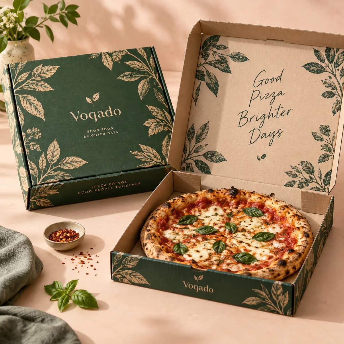 Pizza boxes: Voqado product styling