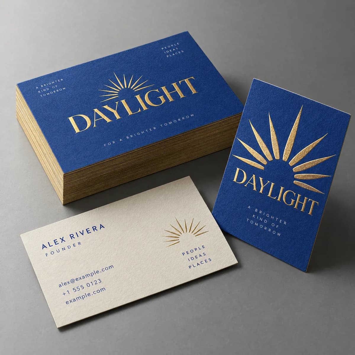 Raised foil business cards: Voqado product styling