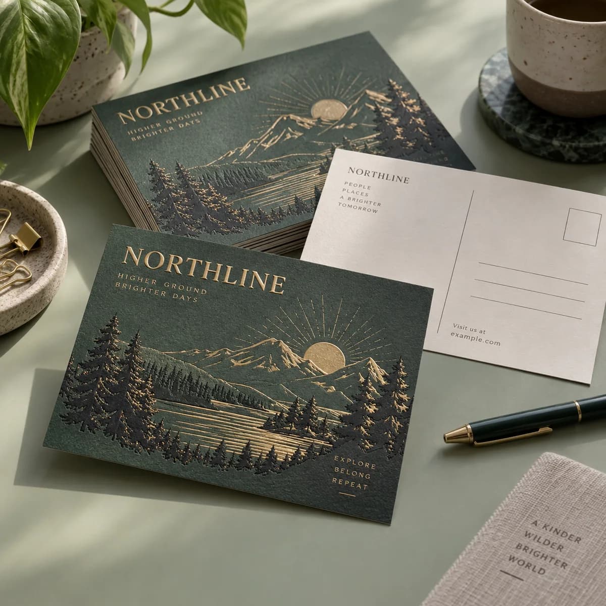 Raised foil postcards: Voqado product styling