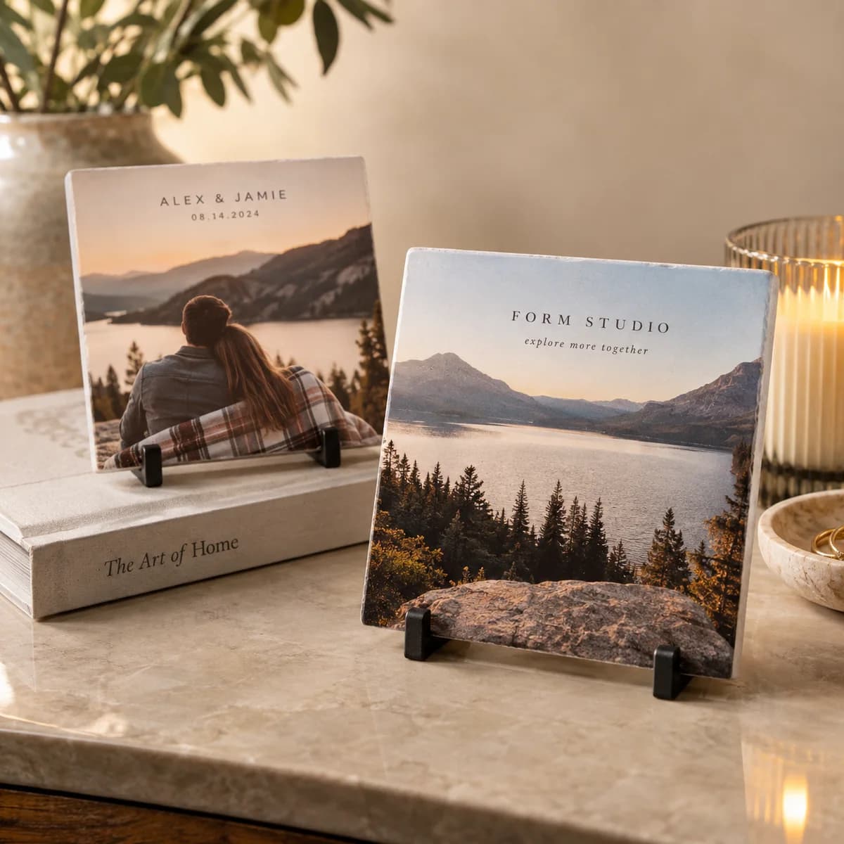 Tabletop photo tiles: Voqado product styling