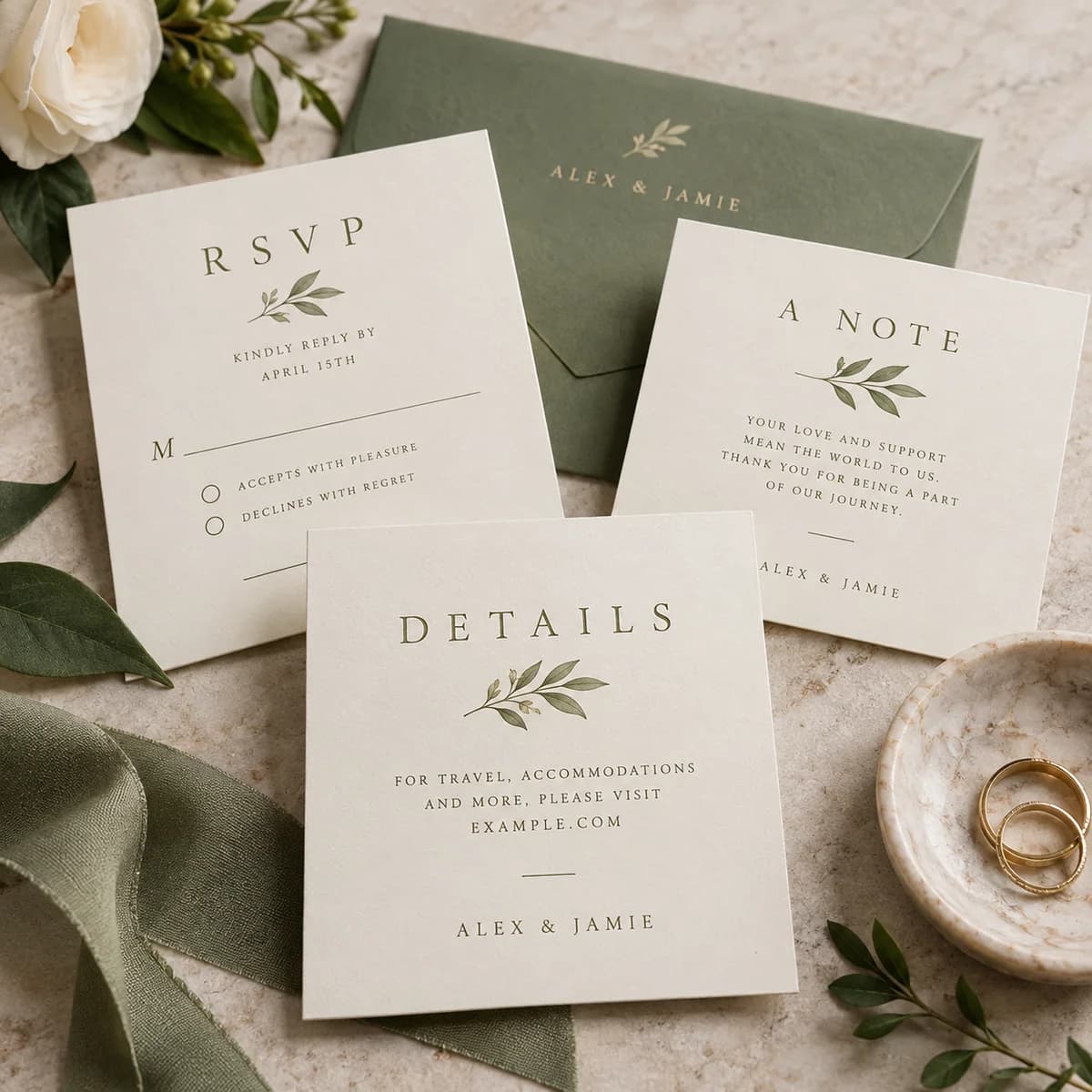 Wedding enclosure cards: Voqado product styling