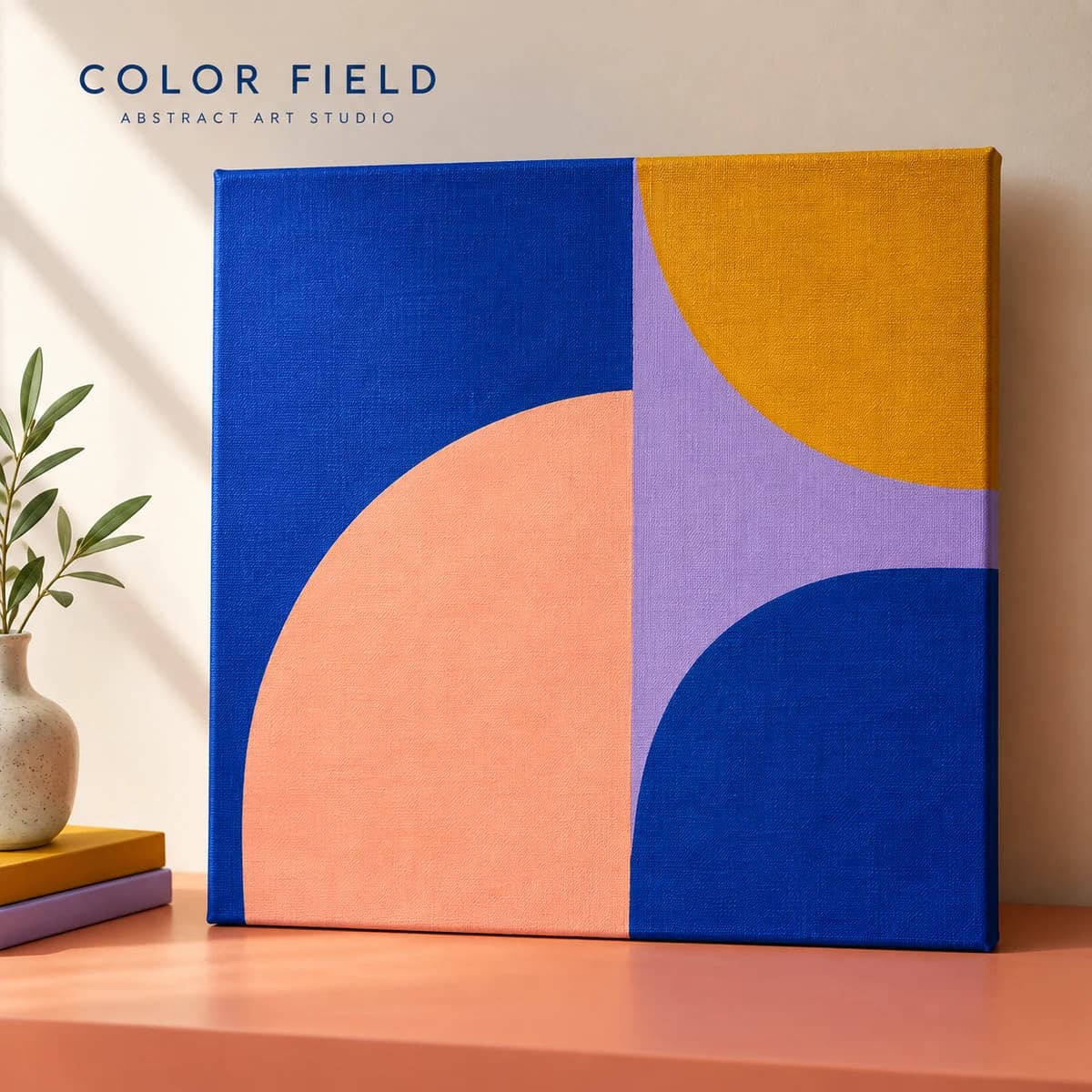 Canvas prints: COLOR FIELD fictional independent abstract art studio, studio composition. Illustrative design concept.