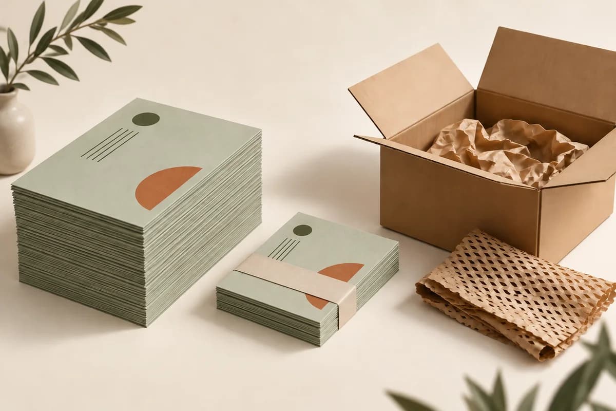 Voqado Print journal cover: "How to reduce print waste with better planning", with a simple envelope illustration.