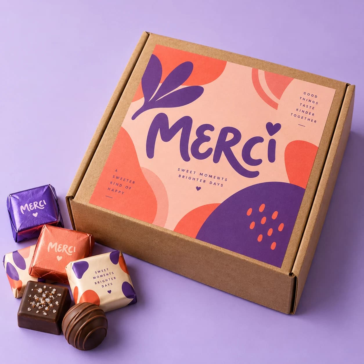 Voqado Chocolate Thank You Mailer, Merci branding concept